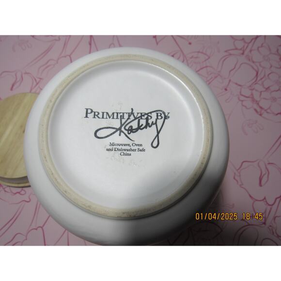 Ceramic Storage Container w/ Wood Lid - Picture 3 of 3